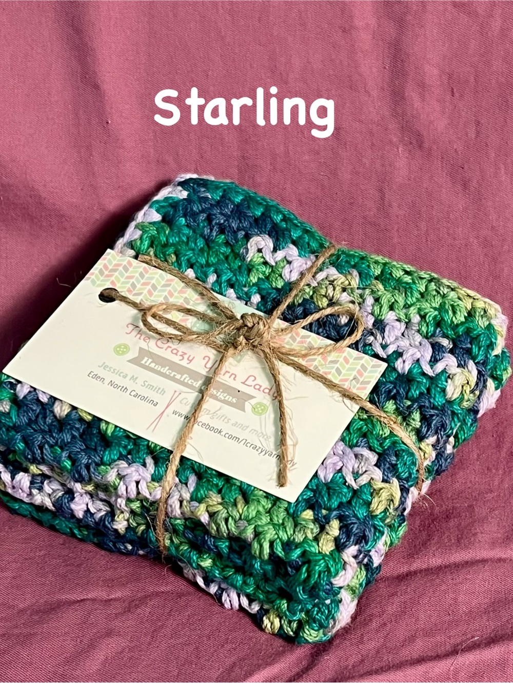 2piece set Starling Crochet cotton dish cloths